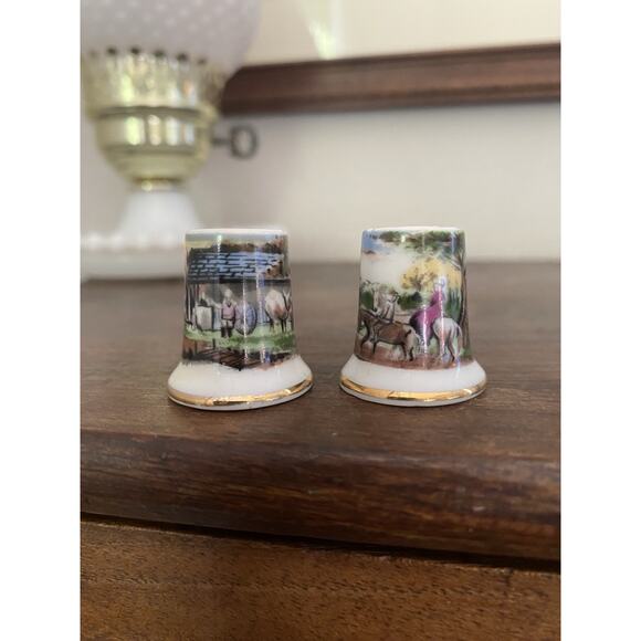 Vintage ‘Four Seasons’ Thimbles Country Farm Porcelain Bone China Japan Made Set - Picture 5 of 8